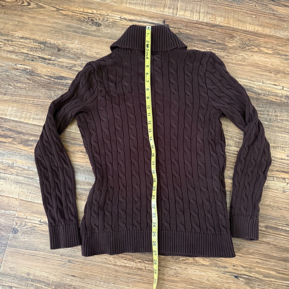 Lauren Ralph Lauren Cardigan Wrap Womens Large Brown Cable Knit Buckle Shawl - Picture 12 of 13